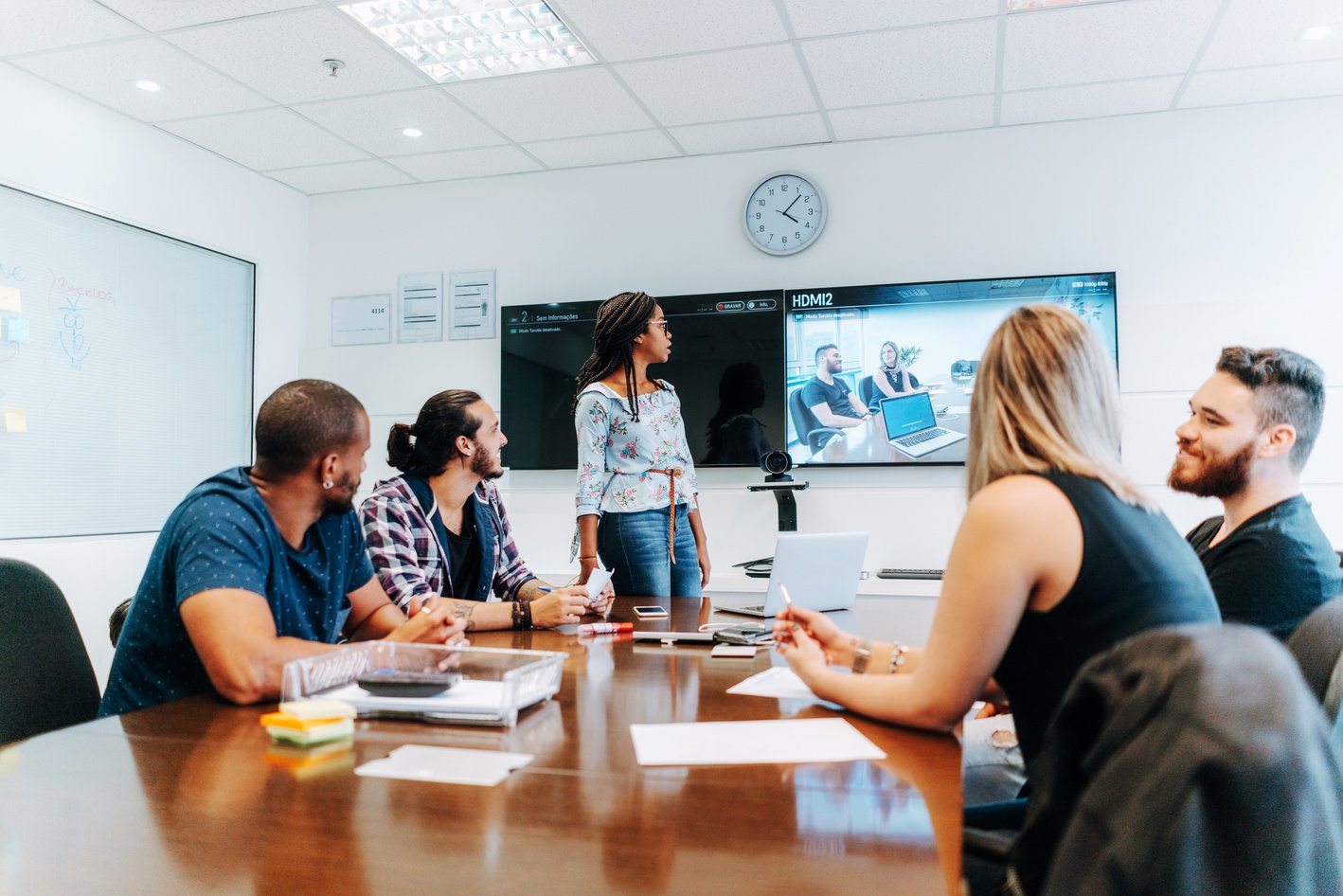 meeting room during a video conference